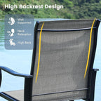 VICLLAX 9 Pieces Patio Dining Set for 8 Includes 60" Outdoor Round Table and 8 Patio Swivel Chairs for Lawn Garden, Walnut Tabletop and Mixed Brown Fabric
