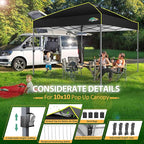 COBIZI Canopy 10x10 Pop Up Canopy Tent 1-Button Push Easy up Outdoor Canopy Instant Portable Commercial Shelter Waterproof UPF50+ Gazebo with Reflective Strip, Air Vent & 4 Sandbags,Black