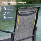 VICLLAX Patio Dining Set for 8, 9 Pieces Outdoor Furniture Includes 60" Round Patio Table with Umbrella Hole and 8 Outdoor Swivel Chairs for Lawn Garden, Black Tabletop and Dark Grey Fabric