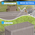 320 Gallon Deck Box, Resin Outdoor Indoor Waterproof Storage Box, Lockable Storage Box With Handle for Patio Furniture - Garden Tools - Swimming Pool Tools UV-Resistant (Grey 320 Gallon)