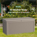 EasyUp 260 Gallon Outdoor Storage Box Waterproof, UV Resistant Resin Deck Box with Hydraulic Rod, Reinforced Stability for Patio, Garden, Rattan Gray
