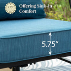 Patio Furniture Set 4 pcs, Outdoor Patio Furniture, 3-Seat Sofa, 2 Rocking Chairs, Coffee Table and 5.75" Extra Thick Cushion, Conversation Set for Backyard Deck, Gemstone Blue