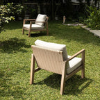 IDZO Olivier Premium Eucalyptus Outdoor Club Chairs Set of 2, 400lbs Heavy Duty Patio Furniture Set, Ergonomic Slanted Backrest Design, 4.5in Thick Cushion, Wood Wicker Silver Gray