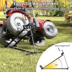 Goplus Lawn Mower Lift, 880LBS Folding Riding Mower Lift Jack with Adjustable Height, Manual Handle, Rotating Sleeve, Heavy Duty Lawn Tractor Lift, Zero Turn Mower Lift for Garden Farm, No Assembly