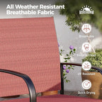 Patio Dining Set 7 PCS, Rectangular Steel Dining Table with 1.57" Hole, Red Stable Dining Chairs for 6,Patio Table and Chairs for Outdoor Lawn Garden,Deck.