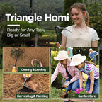 Triangle Homi Hand Hoe - Traditional Handmade Korean Garden Tool for Weeding Digging & Planting with Forged Steel & Chestnut and Acacia Wood Handle