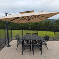 PURPLE LEAF 9' X 12' Sunbrella Patio Umbrella Cantilever Outdoor Double Top Large Rectangle Umbrella Heavy Duty 360° Rotation Offset Hanging Umbrella for Garden Deck Pool Backyard Patio Spectrum Sand