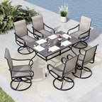 MFSTUDIO Outdoor Swivel Patio Chairs Set of 6, Patio Dining Chairs with Breathable Textilene Fabric & Metal Frame, Weather-Resistant Outdoor Furniture Chairs for Deck, Backyard, Lawn,Garden