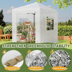 Devoko Walk-in Greenhouse, Portable Pop-in Green House with Zippered Door and 2 Roll-up Windows and PE Cover, Portable and Easy Assemble (White, 8x6 Feet)
