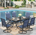 Sophia & William Outdoor Dining Set Patio Dining Set for 6 Outdoor Table and Chairs 7 Pieces Outdoor Patio Set with Swivel Patio Chairs 60"x 38" Metal Table for Garden Pool All Weather Blue
