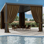 Gazebo Universal Replacement Privacy Curtain,12'×20' Gazebo Outdoor Waterproof Curtains, 4-Panels Sidewall Curtains with Double Zipper for Patio Canopy, Garden and Backyard (Curtain Only)