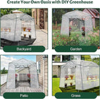 8.5 x 7 FT Walk-in Greenhouse, Portable Pop-up Green House 3 Adjustable Hights Heavy Duty Plant Gardening Canopy with Durable PE Cover for Indoor Outdoor (Clear and White)