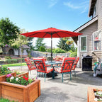 Sundale Outdoor 10 ft Patio Umbrella with Sand Bag Umbrella Base Included, Outdoor Umbrella with Tilt and Crank, Red