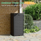31 Gallon Outdoor Trash Can, Waterproof Resin Garbage Can with Lid and Drip Tray Easy Cleaning Kitchen Waste Bin Patio Waste Bin for Garden, Backyard, Deck and Office, Black