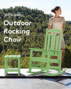 SERWALL Outdoor Rocking Chair Set of 4, Patio Rocking Chairs Set, HDPE Rocking Chair Outdoor for Adults, Heavy Duty Front Porch Rocker, Mint