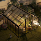10x12 FT Greenhouse for Outdoors, Polycarbonate Greenhouse with Roof Vent, Enhanced Aluminum Large Walk-in Green House for Garden Backyard
