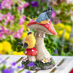 Leekung Bird Garden Statue for Outdoor Decorations,Bird Figurines Mushroom Statue for Garden Decor,Birds Decoration for Garden Patio Yard Lawn Home Shelf Decor Accent,Birds Gifts for Mom