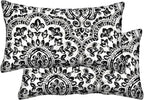 Honeycomb Outdoor Lumbar Toss Pillow Set, 20" W x 12" L, Sorrento Black and White Outdoor Pillows