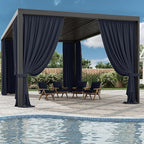 Gazebo Universal Replacement Privacy Curtain,12'×20' Gazebo Outdoor Waterproof Curtains, 4-Panels Sidewall Curtains with Double Zipper for Patio Canopy, Garden and Backyard (Curtain Only)