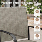 HERA'S HOUSE Patio Dining Chairs Set of 8, 36" Textilene Fabric Outdoor Chair with Wrought Iron Metal Frame Support 350lbs for Lawn Garden Backyard Kitchen, Brown