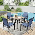 HERA'S HOUSE Outdoor Dining Chairs Set of 6, 36" Textilene Fabric Patio Chairs with Wrought Iron Metal Frame Support 350lbs for Lawn Garden Backyard Deck, Blue