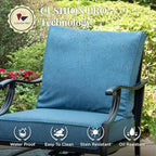 Patio Furniture Set, 4 Pcs Metal Outdoor Conversation Set, 2 Rocking Chairs and 3 Seater Sofa with 5.75" Extra Thick Cushion and Gas Fire Pit Table for Backyard Deck, Navy Blue