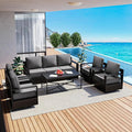 Outdoor Patio Furniture Set, 6-Piece Aluminum Patio Conversation Set All-Weather Metal Outdoor Sectional with 6 Inch Thick Cushions, Deep Setting for Garden, Outside and Porch