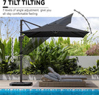 9' X 12' Cantilever Patio Umbrella 360°Rotation Rectangular Outdoor Large Offset Umbrellas Heavy Duty Windproof for Garden Deck Pool Backyard, Grey