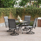 Soohow Patio Dining Chairs Set of 4, Swivel Outdoor Patio Chair with Paded Textilene Fabric, All Weather Outdoor Seats Ergonomic Comfort, Perfect Seats for Backyard, Balcony, and Garden