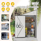 4×8 FT Outdoor Metal Storage Shed,Heavy-Duty Lean to Storage Shed with Lockable Single Side Hinge Door,Waterproof Metal Storage Tool House W/Sloping Roof,Air Vent&Protect Film,for Backyard,White
