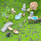 Woohome 42 PCS Mini Garden Accessories Fairy Garden Kit Micro Landscape Mini Zen Garden Accessories for Diorama Project DIY, Mini House Decor