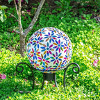 VCUTEKA Gazing Ball, Glass Mosaic Gazing Balls Sphere for Garden Lawn Outdoor Ornament Yard Decorative, 10-Inch, Multicolor