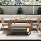 Outdoor Patio Bench, Metal Aluminum Outdoor Bench with Waterproof Cushions, Furniture Seating for Porch, Balcony, Deck, Backyard, Light Wood Color
