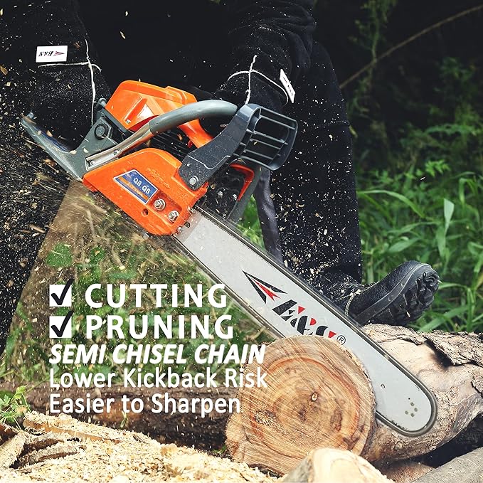 E & S 3 Pack 18 Inch Chainsaw Chain 3/8" LP Pitch .050" Gauge 62 Drive Links Semi-Chisel Chain Saw Chains for Husqvarna, Poulan, Craftsman, Greenworks and More Chainsaw Brands