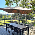 PURPLE LEAF 10' X 10' Patio Umbrella Outdoor Cantilever Umbrella, Aluminum Offset Umbrella with Champagne Frame and 360° Rotation for Pool Deck Garden, Taupe
