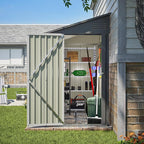 4x8 FT Lean to Metal Shed,Outdoor Storage Shed W/Floor Frame & Reversible Installation,All Weather Waterproof Garden Tool House W/Lockable Door & 2 Air Vents,for Backyard,Patio,Lawn,Gray