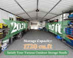 AMERLIFE 13x21x8 FT Heavy Duty Metal Garage Shed, Extra Large Outdoor Storage Shed with Double Hinged Doors, 4 Windows, Carport for Car, Truck, Bicycle and Garden Equipment, Dark Gray