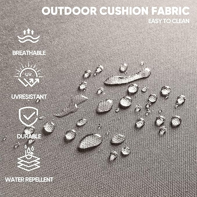 Swivel Patio Chairs sofa Set of 4 with 6" Thick Cushion - Wicker Outdoor Swivel Rocker Patio Chair ,Sofa/Glass coffee table, High Back Comfortable Outdoor Glider Chairs - Grey Wicker | Grey Cushions