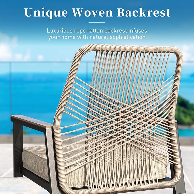 9 Pieces Patio Dining Set, 8 x Woven Rattan Chairs with Waterproof Cushion, 84" Extendable Rectangular Dining Table, Outdoor Table and Chairs Set for Backyard Lawn and Deck, Beige