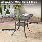 DIFY 3 Pieces Outdoor Patio Dining Set for 2, 27.6" Small Square Metal Dining Table and 2 Textilene Swivel Dining Chairs, Outdoor Table and Chairs, Grey