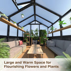 6x12 FT Greenhouse Kit for Outdoor, Thickened Polycarbonate Panel Wooden Walk-in Green House with Lockable Door and Adjustable Roof Vent, Backyard Garden, Black
