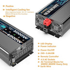 Pure Sine Wave Power Inverter, 3000W 12V DC to 110V/120V AC, Peak 6000W - Remote Control, 4 AC Outlets, Dual USB, LED Display, Terminal Blocks for Truck/RV/Car/Solar