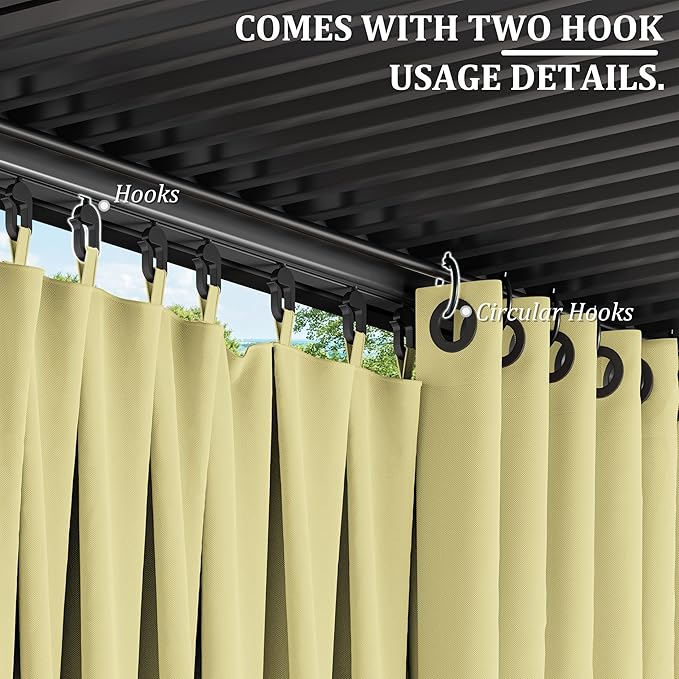 Gazebo Universal Replacement Privacy Curtain,10'×12' Gazebo Outdoor Waterproof Curtains, 4-Panels Sidewall Curtains with Double Zipper for Patio Canopy, Garden and Backyard (Curtain Only)