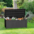 150 Gallon Waterproof Large Resin Deck Box Indoor/Outdoor Lockable Storage Container and Seating for Garden, Pool, and Patio (150 Gallon, Black)