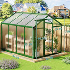 6 X 8 FT Greenhouse, Heavy-Duty Polycarbonate Large Walk-in Greenhouse Roof Vent ,Aluminum Frame & Lockable Door, for Backyard, Green Houses for Outside Garden Backyard