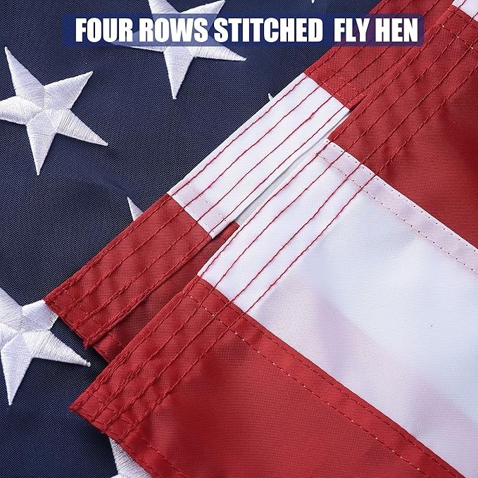 American Flag 5x8 Ft, US Deluxe Embroidered Heavy Duty Premium Polyester Durable Outside Flags with Brass Grommets