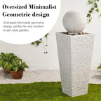 Glitzhome Outdoor Water Fountain with LED Light, Modern Oversized Sphere Pedestal Water Fountain with Submersible Pump, Modern Geometric Outdoor Fountains for Garden Patio Porch, 40.25" H