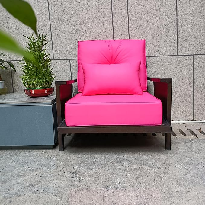 ADLIVWYD Lumbar Pillows for Indoor Outdoor uses,Waterproof Removable Cover with Zipper Outdoor Pillows Set of 2 for Patio Furniture,12×20 Inch (Pink)