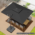 10x13 FT Cantilever Patio Umbrella with Base Included Double Top Outdoor Rectangular Large Heavy Duty Aluminum Offset Umbrellas with 7 Level Tilt 360-degree Rotation for Pool Garden Deck, Grey