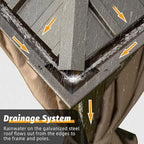 Domi Outdoor Living 12’ X 20’ Hardtop Gazebo, Outdoor Aluminum Frame Canopy with Galvanized Steel Double Roof, Outdoor Permanent Metal Pavilion with Curtains and Netting for Patio, Backyard and Lawn